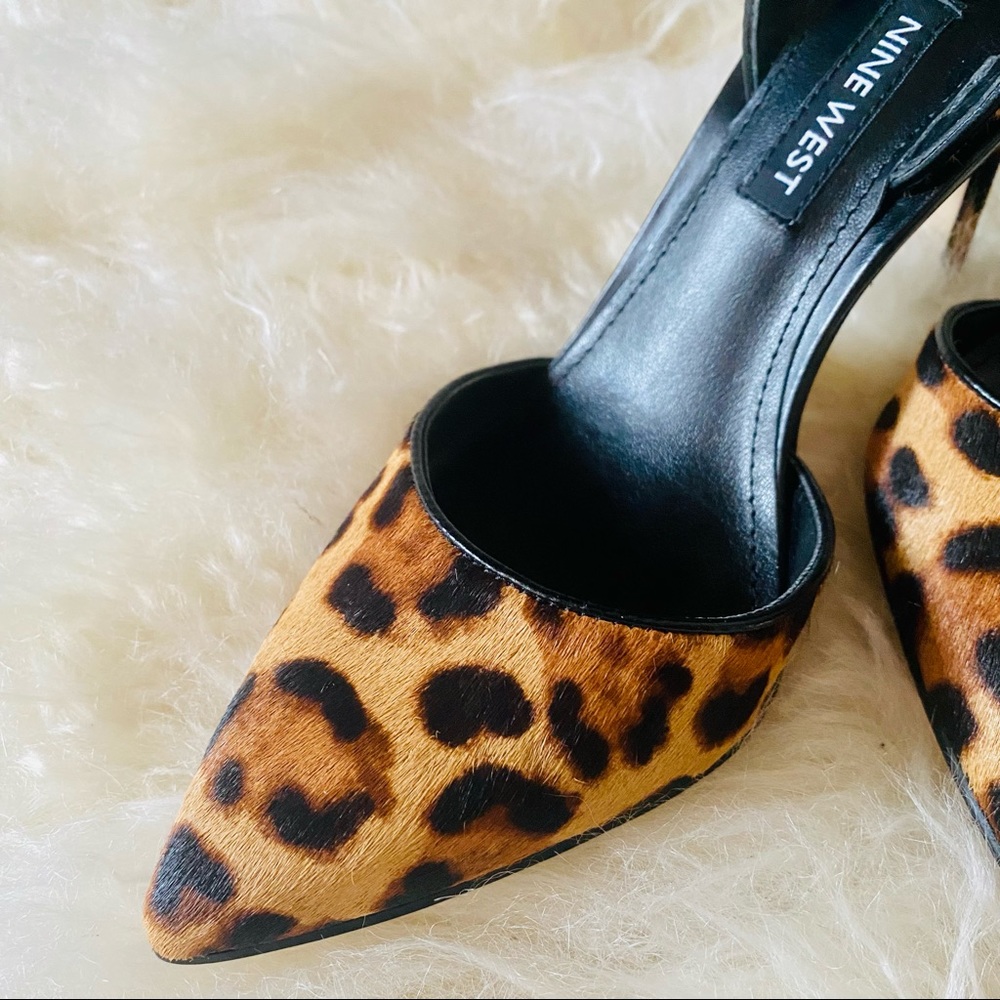 Nine West Leopard Calf Hair Slingback Pumps, Size 5.5, NWOT